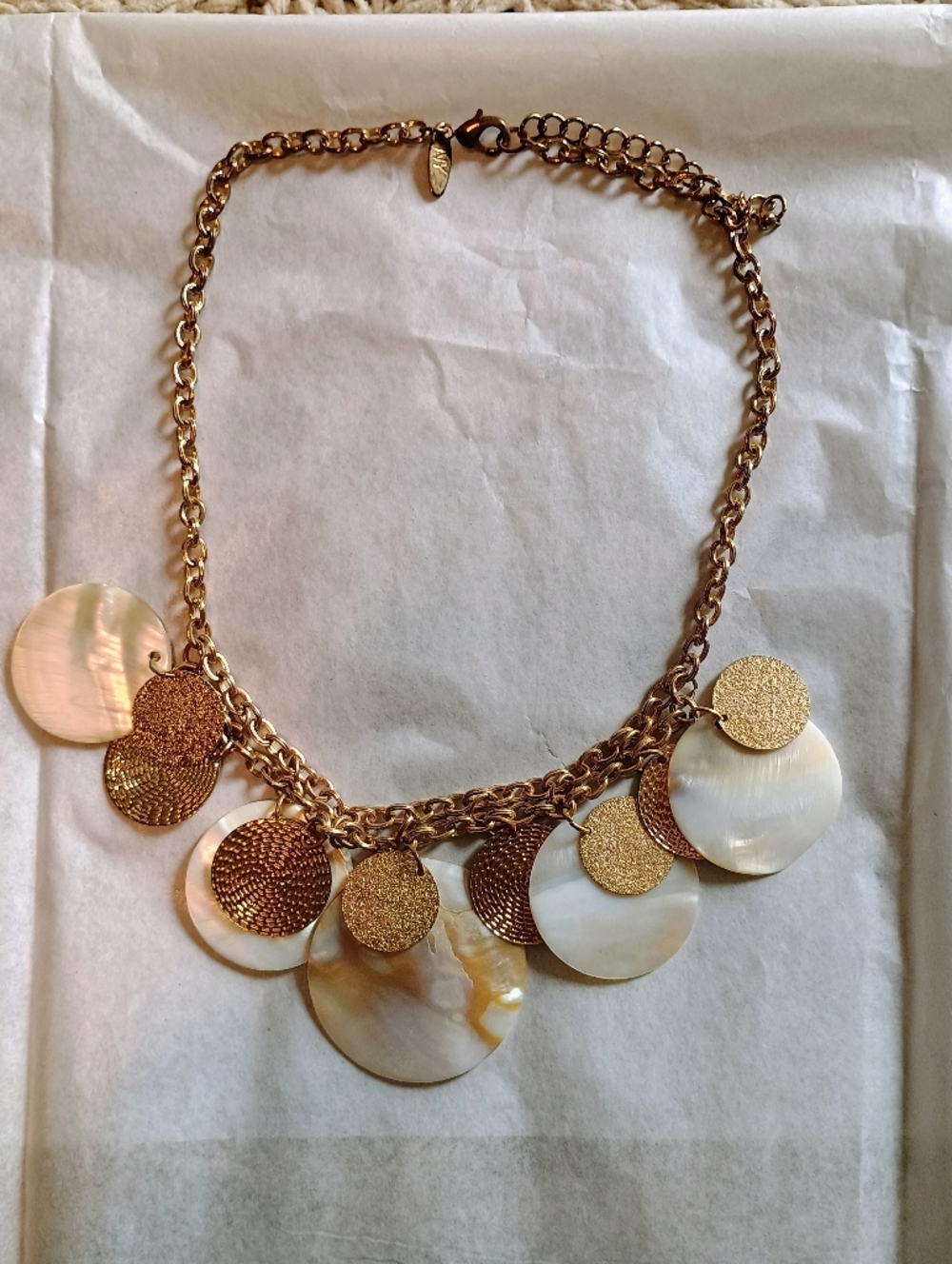 Gold-Tone Shell Disk Statement Necklace  2 For $10